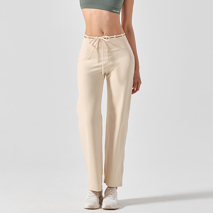 XFK4LL1505 Black Label Signature Power Rise Brushed-Fleece String Wide Leggings BOTTOM