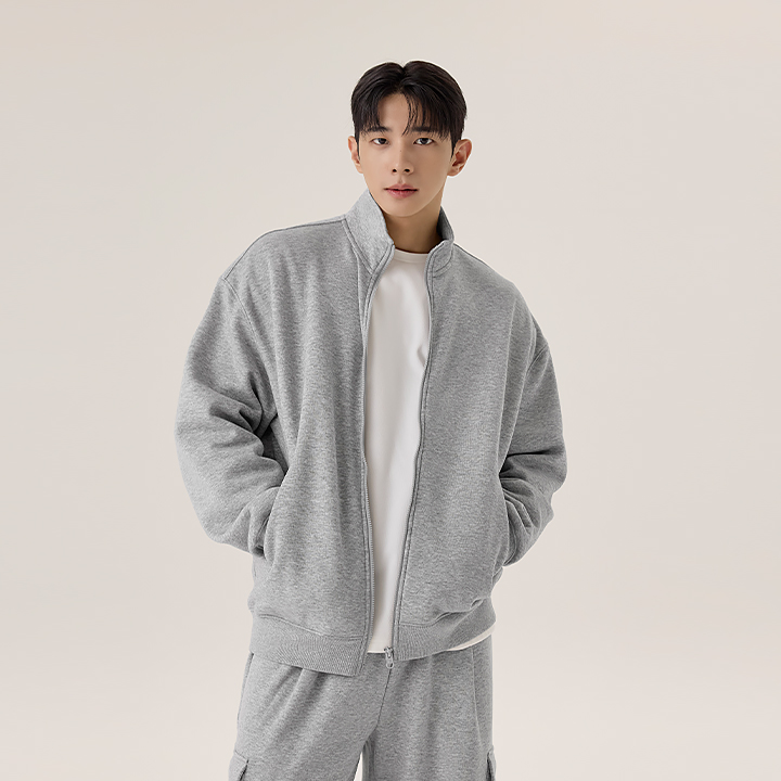 XMK4TC1106 Fine Cotton Men’s Fleece High-Neck Zip-Up Jacket top