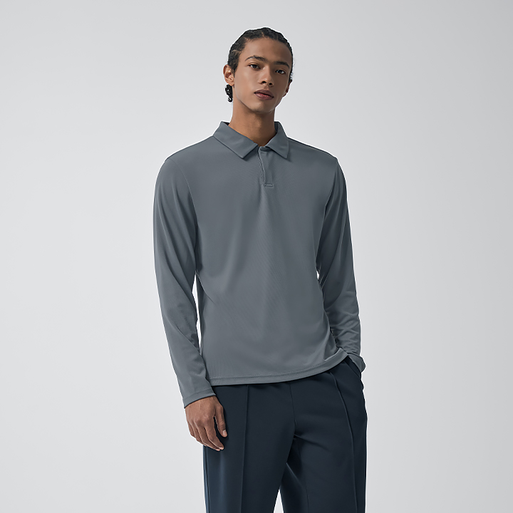 XMK3QL1102 Air Waffle Mesh Men’s Polo Long Sleeve top