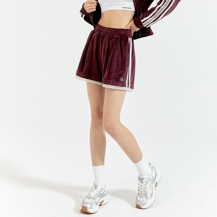 XFK4PS1102 Velour Laceline Shorts BOTTOM