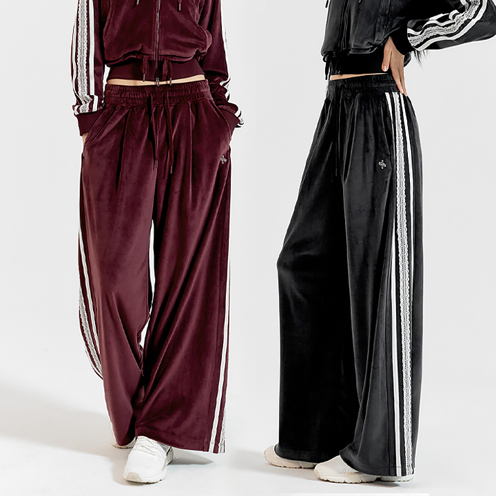 XFK4PT1108 Velour lace-line wide pants BOTTOM