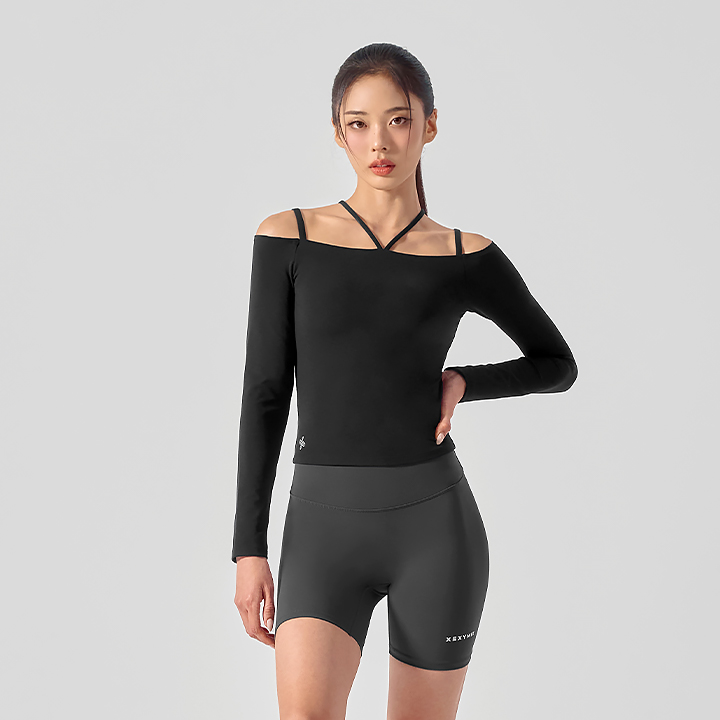 XFK3BL1524 Black Label Signature Power Rise Off Shoulder Inpad Long TOP