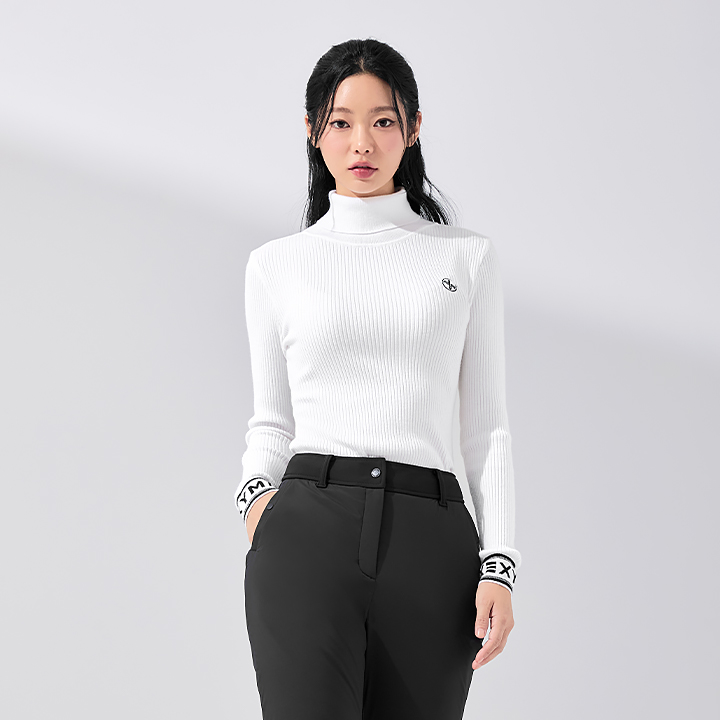 XFK4EU1202 Ribbed Turtleneck Knit TOP