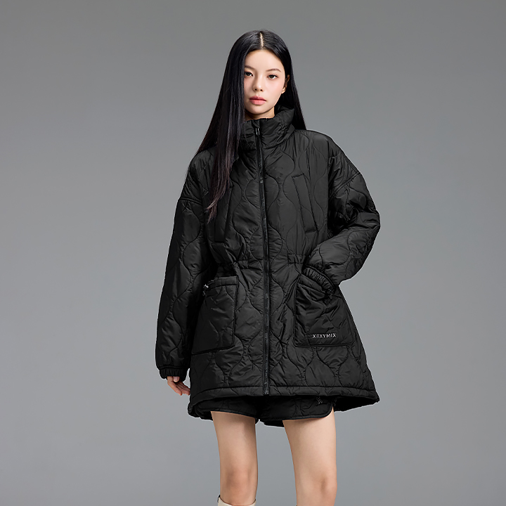 XFK4JP1104 Wave Quilting Out-pocket Long Jacket Top