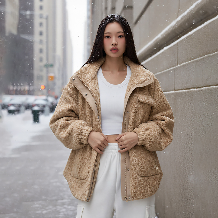 XFK4JL1109 Sherpa Highneck Overfit Jacket TOP