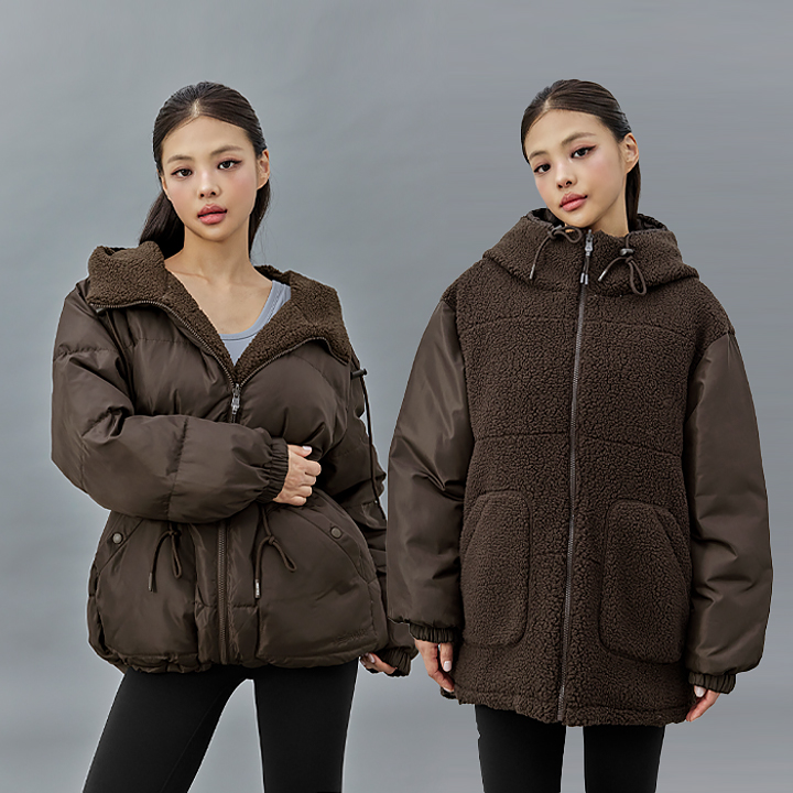 XFK4JP1103 Sherpa Woven Reversible Hooded Padding Jumper TOP