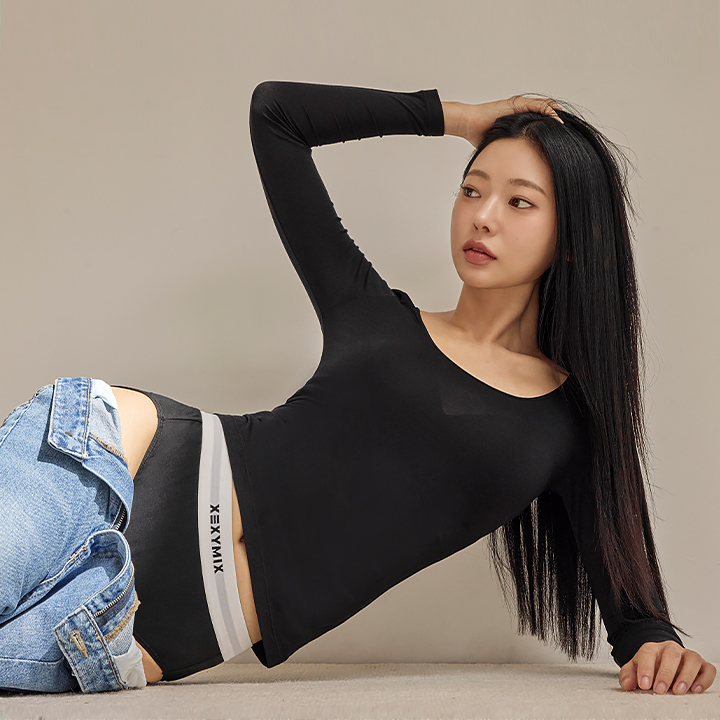 XFK4UT2003 Heat Motion Raund neck Long TOP