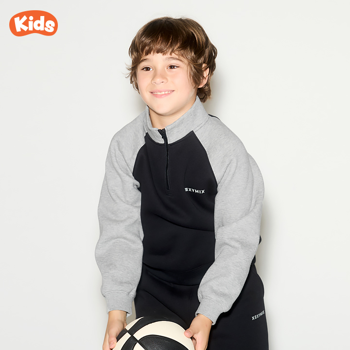 XKUHZ01J3 Fine Cotton Kids Half Zip-up TOP