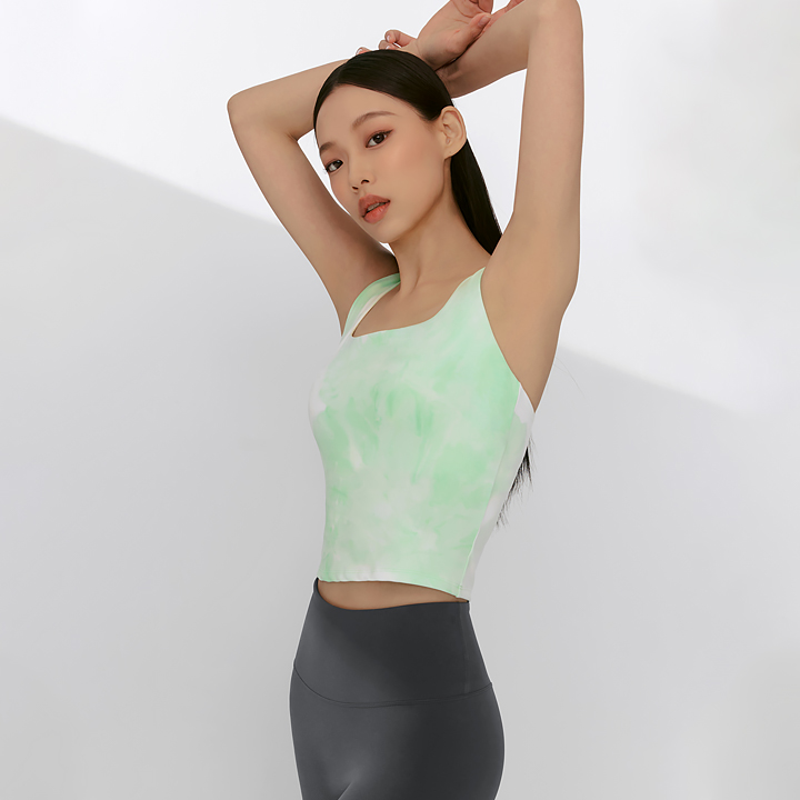 XFK2BC1503 Comfort Fine Tie-Dye Square Crop Top Tie-Dye mint TOP