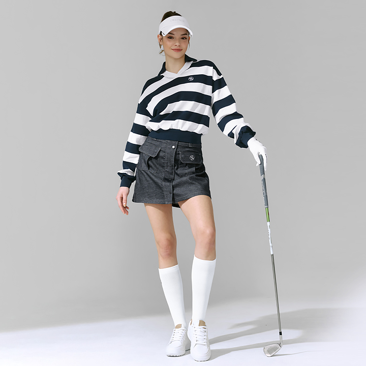 XFK2RK1201 Denim-Like Back Pleated Skirt bottom