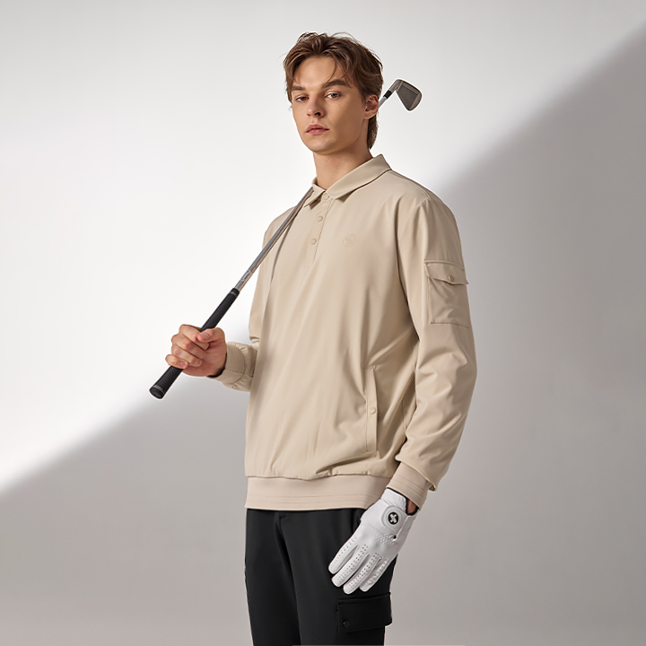 XMK3QL1201 Flex Woven Men's Polo Long-Sleeve TOP