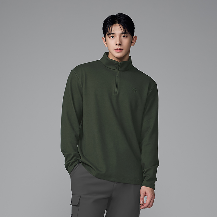 XMK3TU1202 line key point men's half-zip-up long TOP