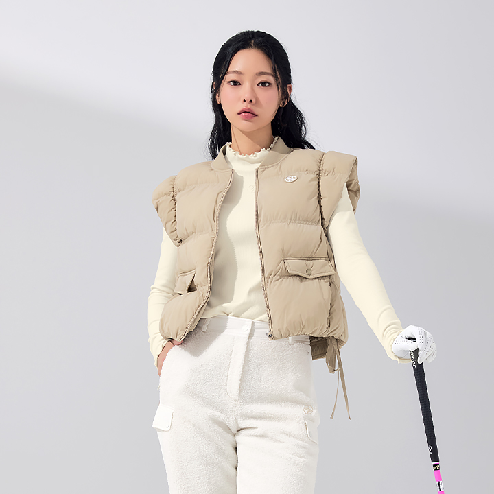 XFK4VP1202 Shirring Volume Padding Vest TOP