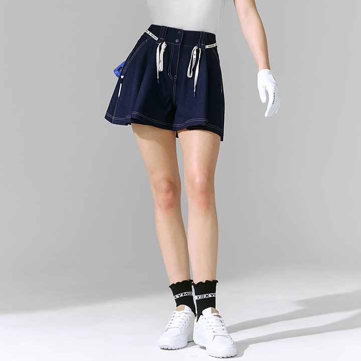 XFK2PS1204 Denim-Like Flared Culotte Shorts bottom