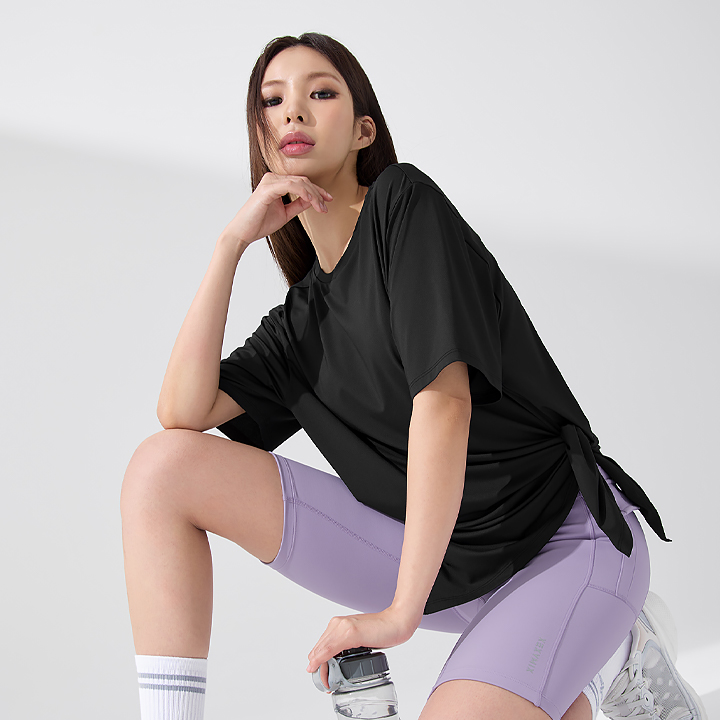 XFK3TS1002 Icefeather Light Loose-Fit Short Sleeve Black TOP