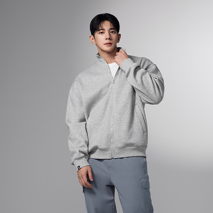 XMK3TC1105 Fine Cotton Men’s High-Neck Zip-Up Jacket BOTTOM