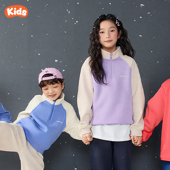 XKUHZ01J3 Fine Cotton Kids Half Zip-up TOP