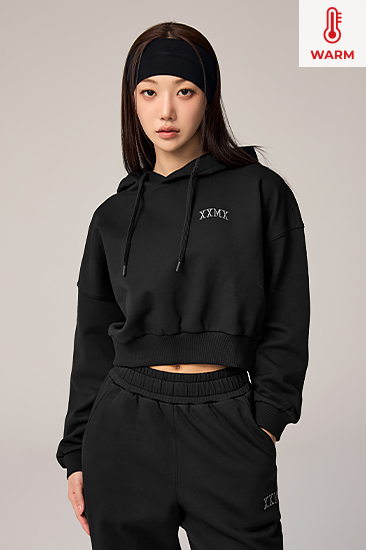 XTFHD02H4 Warm Cotton Crop Hooded T-shirt TOP