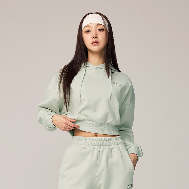 XTFHD02H4 Warm Cotton Crop Hooded T-shirt TOP