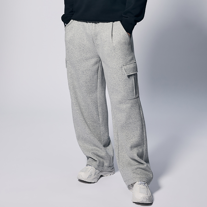 XMK4PT1106 FineCotton Men’s Fleece Cargo Wide Pants BOTTOM