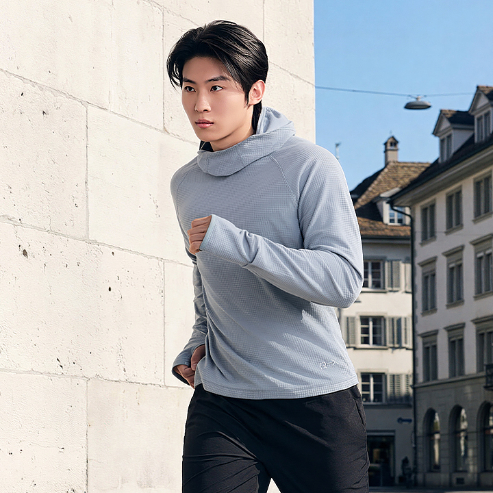 XMK4TL1003 RX Men's Grid Fleece Hoodie top