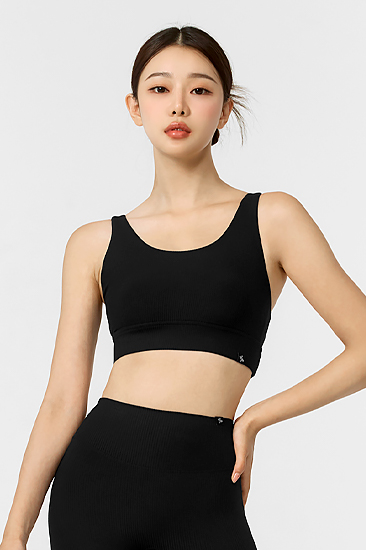 XWFBR11J3 Comfort Tension Ribbed Bra Black Top