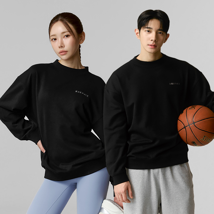 XUK1TL1102 Fine Cotton Basic Sweatshirt Black Top