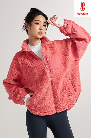 XTFJK05J3 Woven Patch Fleece Zip-up Jacket TOP