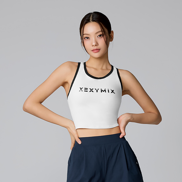 XFK2BL1502 Sporty logo color combination Top Ivory TOP