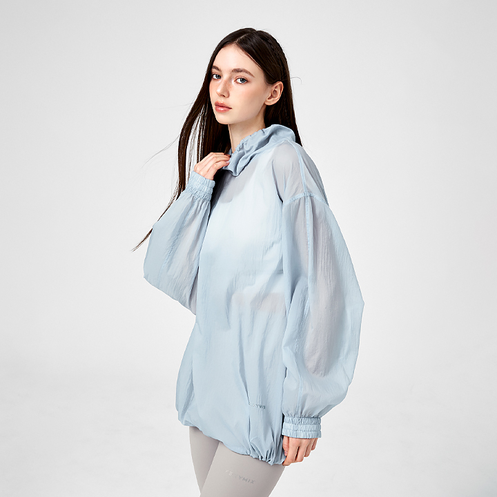 XFK1TL1101 Airy Sheer Cover-up Anorak Oasis Blue top