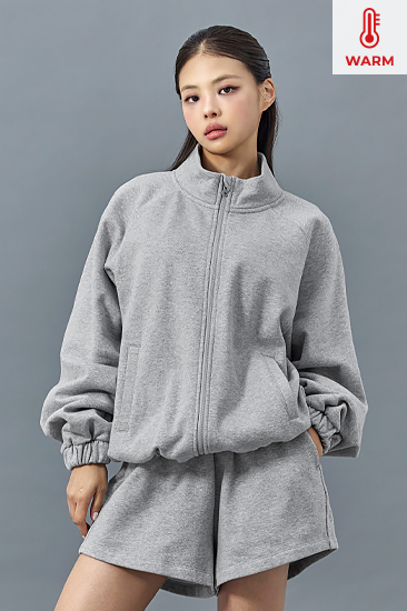 XFK3JL1122 Warm Comfort Fleece Loose-fit Zip-up Jacket Top