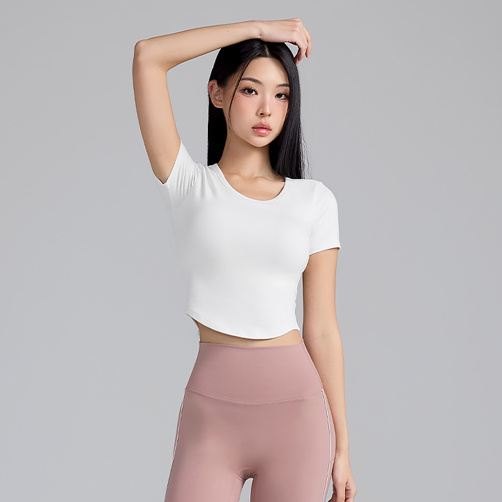XFL1BL1508 All-in-One In-Pad Cropped Short Sleeve TOP