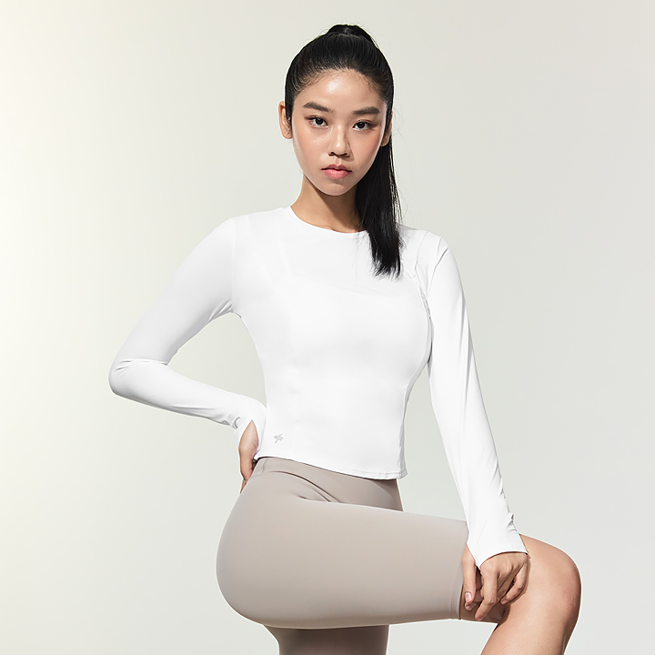 XFK2TL1003 Cooling Princess Fingerhole Long Ivory TOP