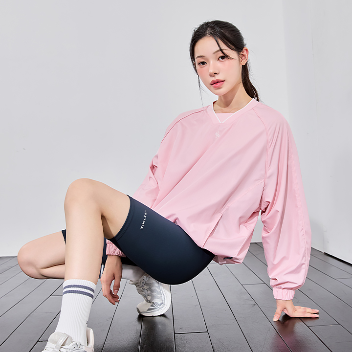 XFK3TL1107 Sportive Piping Woven Man to Man TOP