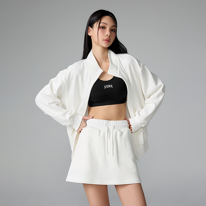 XFL1JL1101 Soft Cotton Highneck Zip up Jacket Top