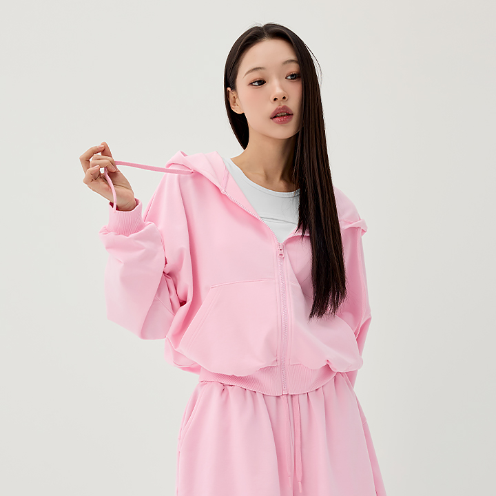 XFL1JL1104 Soft light Hood Zip up Top