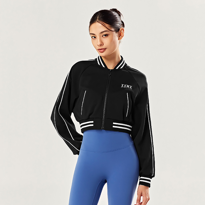 XTFGJ04J1 Stadium Crop Varsity Jacket Top