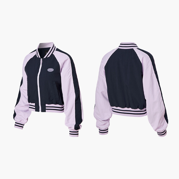 XTFJK03J1 Woven Crop Varsity Jacket Top