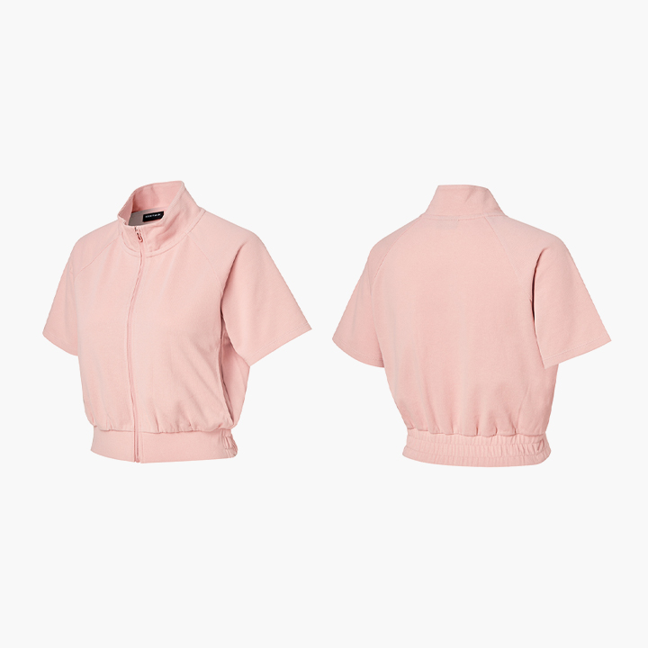 XTFGJ02J2 Waffle Textured Zip-up Top