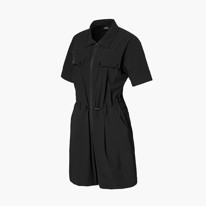 XGFOP02J1 Comfy Woven String Zip Up Jumpsuit Top