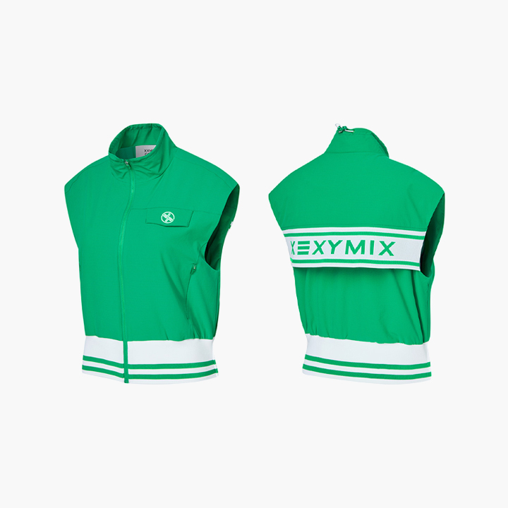 XGFVT04J1 White Logo Woven Zip-up Vest Top