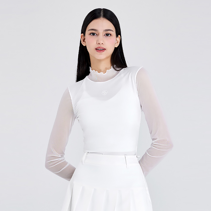 XGFLT03J2 Ruffle Mock Neck Base Layer Top