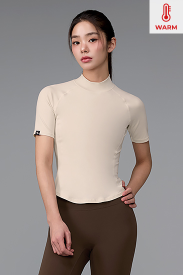 XWFST04J3 Peach-like Mock Neck Short TOP
