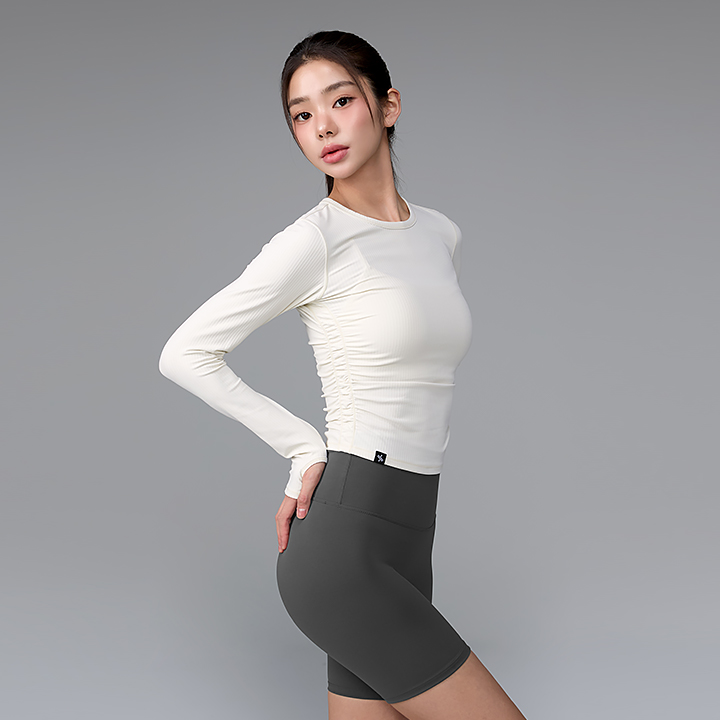 XWFLT05J3 Side Shirring Crop Long TOP