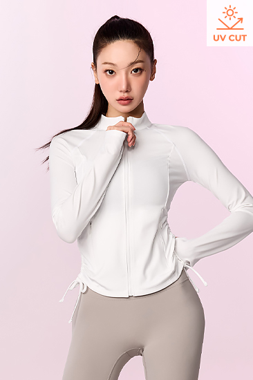 XFL1JL1003 Side shirring two-way zip-up jacket Top