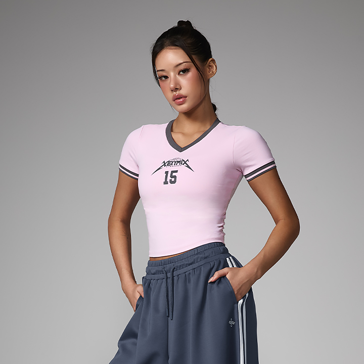 XFL2BC1511 NX V-neck Inpad Crop Short TOP