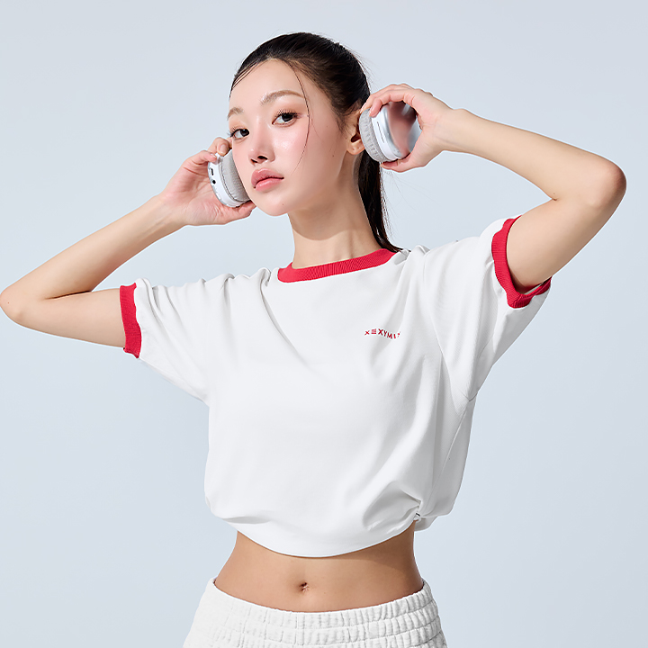 XFL2TS1116 color combination piping string Short Sleeve top