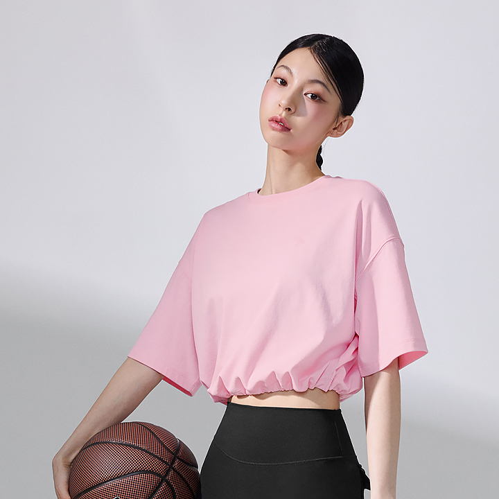 XFK2TS1113 Basic logo string Short Dear Pink TOP