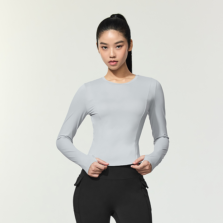 XFK2TL1003 Cooling Princess Fingerhole Long Sea Fog Gray TOP