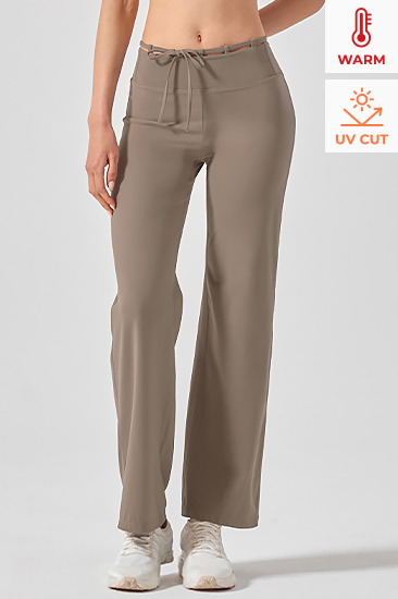 XFK4LL1505 Black Label Signature Power Rise Brushed-Fleece String Wide Leggings BOTTOM
